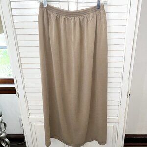 Vintage Tianello Tencel Tunnel Skirt Elastic Waist Pull-On Back Slit USA L